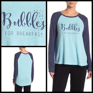 💕FREE PRESS💕 Raglan Long Sleeve Ultra Soft Tee Bubbles for Breakfast M NWT